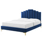 Elise Full Performance Velvet Platform Bed, Velvet, Blue Navy, 22854