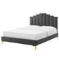 Elise King Performance Velvet Platform Bed, Velvet, Dark Grey Gray, 22858