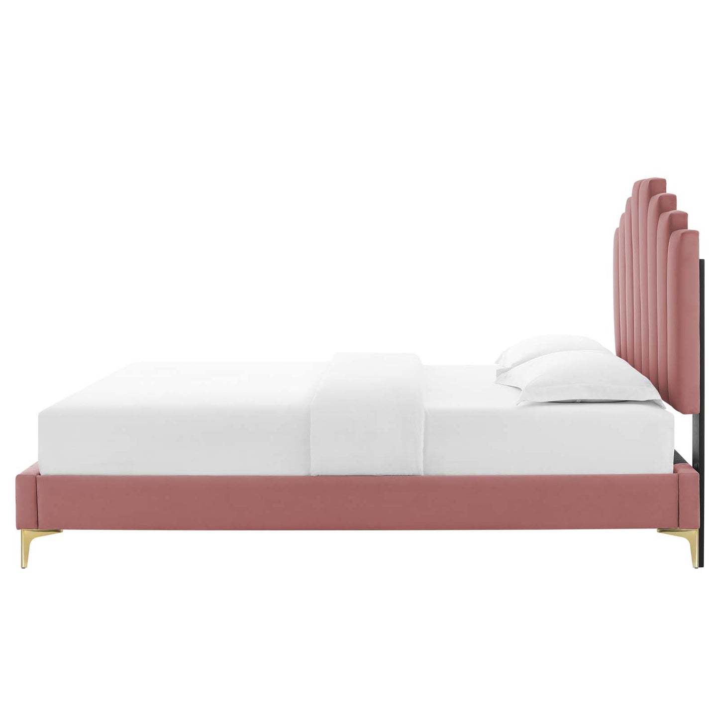 Elise King Performance Velvet Platform Bed, Velvet, Pink, 22859