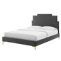 Lindsey Performance Velvet Twin Platform Bed, Velvet, Dark Grey Gray, 22866