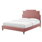 Lindsey Performance Velvet Twin Platform Bed, Velvet, Pink, 22875