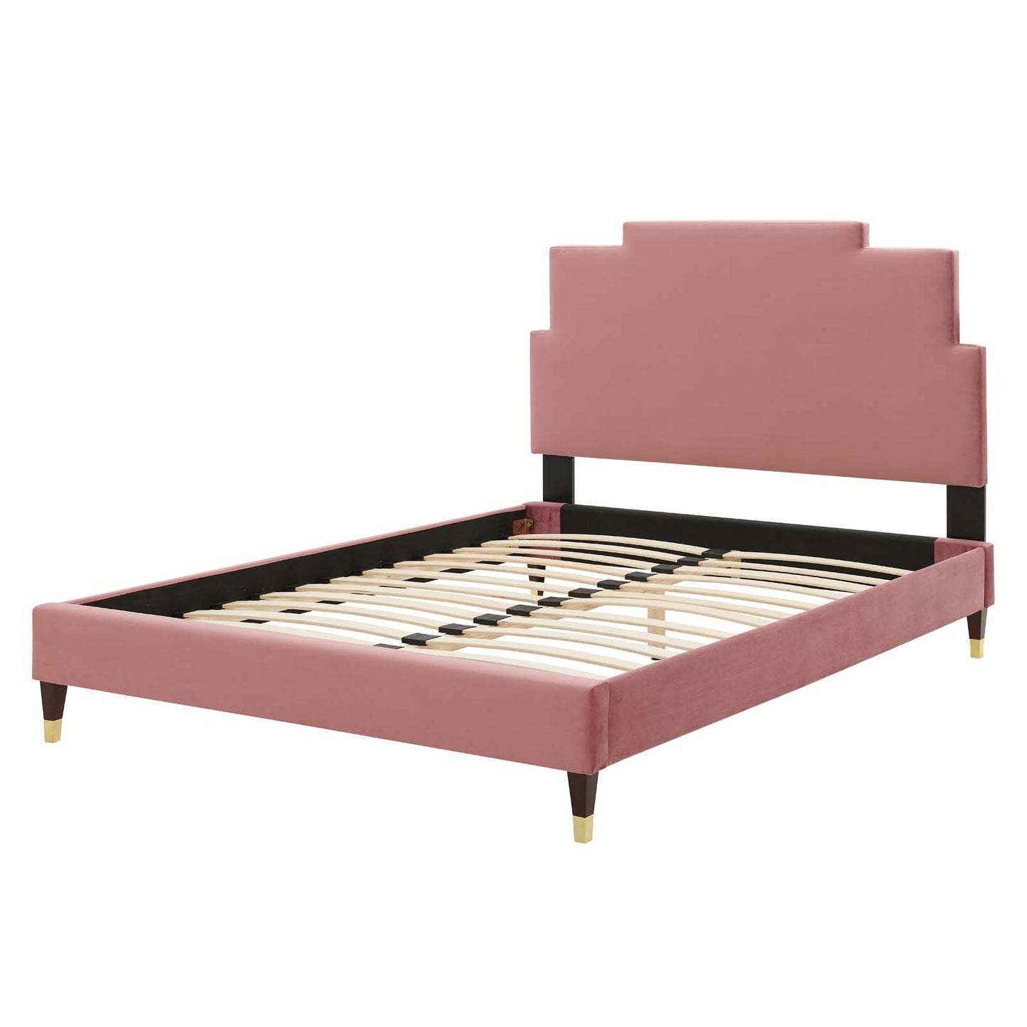 Lindsey Performance Velvet Twin Platform Bed, Velvet, Pink, 22875
