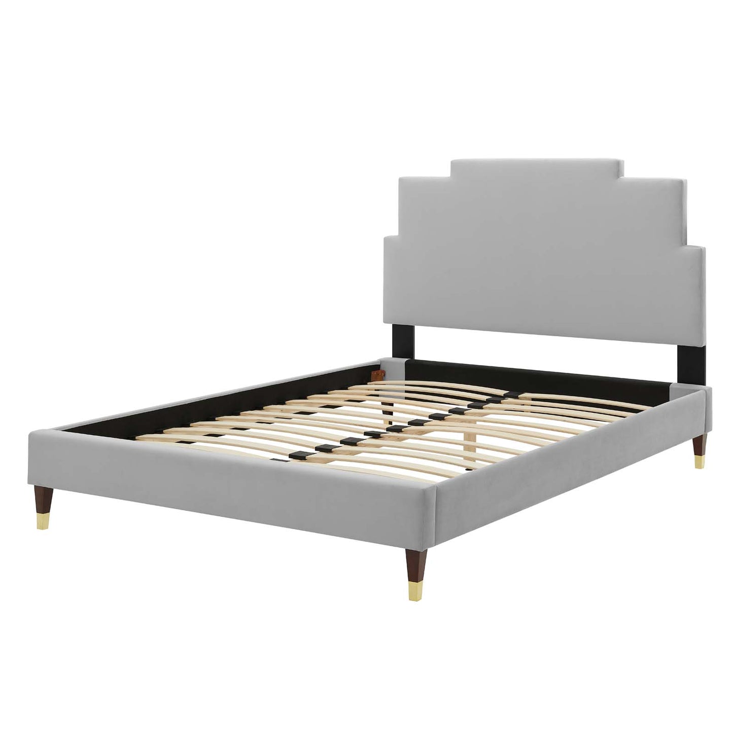 Lindsey Performance Velvet Twin Platform Bed, Velvet, Light Grey Gray, 22876