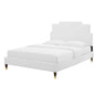Lindsey Performance Velvet Twin Platform Bed, Velvet, White, 22881