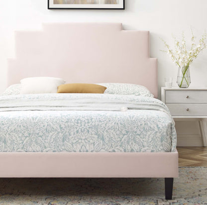 Lindsey Performance Velvet Twin Platform Bed, Velvet, Pink, 22887