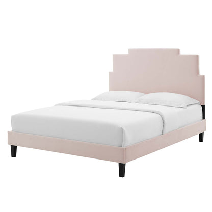Lindsey Performance Velvet Twin Platform Bed, Velvet, Pink, 22887
