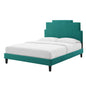 Lindsey Performance Velvet Twin Platform Bed, Velvet, Teal Blue, 22888