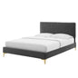Phillipa Performance Velvet Twin Platform Bed, Velvet, Dark Grey Gray, 22890