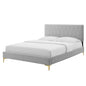 Phillipa Performance Velvet Twin Platform Bed, Velvet, Light Grey Gray, 22892