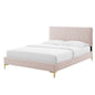 Phillipa Performance Velvet Twin Platform Bed, Velvet, Pink, 22895
