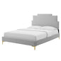 Lindsey Performance Velvet Full Platform Bed, Velvet, Light Grey Gray, 22916