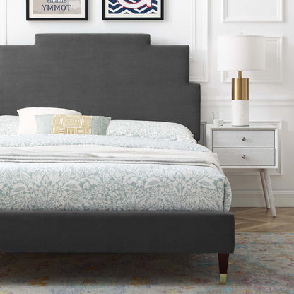 Lindsey Performance Velvet Full Platform Bed, Velvet, Dark Grey Gray, 22922