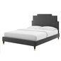 Lindsey Performance Velvet Full Platform Bed, Velvet, Dark Grey Gray, 22922