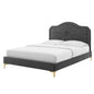 Portia Performance Velvet Twin Platform Bed, Velvet, Dark Grey Gray, 23457
