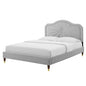 Portia Performance Velvet Twin Platform Bed, Velvet, Light Grey Gray, 23467