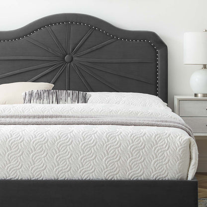 Portia Performance Velvet Twin Platform Bed, Velvet, Dark Grey Gray, 23473