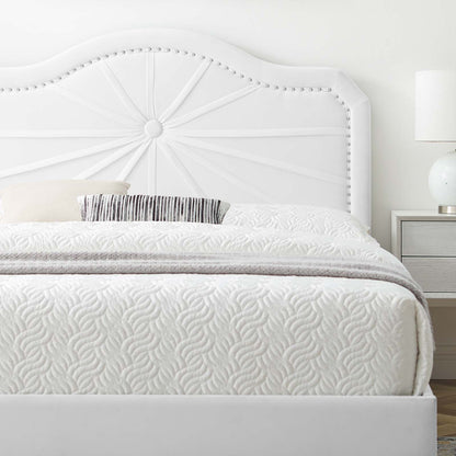 Portia Performance Velvet Twin Platform Bed, Velvet, White, 23480