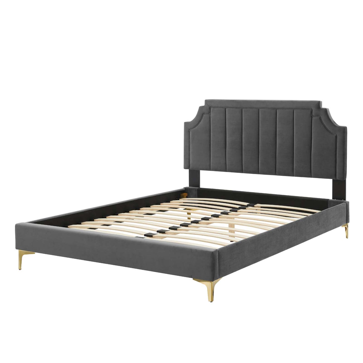 Sienna Performance Velvet Twin Platform Bed, Velvet, Dark Grey Gray, 23481