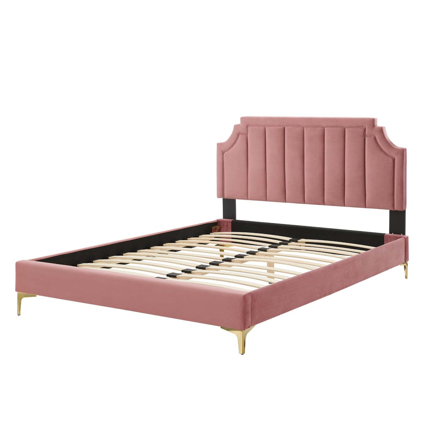Sienna Performance Velvet Twin Platform Bed, Velvet, Pink, 23482