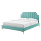 Sienna Performance Velvet Twin Platform Bed, Velvet, Blue, 23484