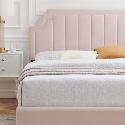 Sienna Performance Velvet Twin Platform Bed, Velvet, Pink, 23486