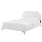 Sienna Performance Velvet Twin Platform Bed, Velvet, White, 23488