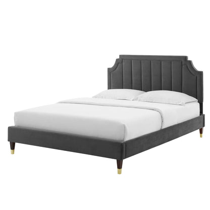 Sienna Performance Velvet Twin Platform Bed, Velvet, Dark Grey Gray, 23489
