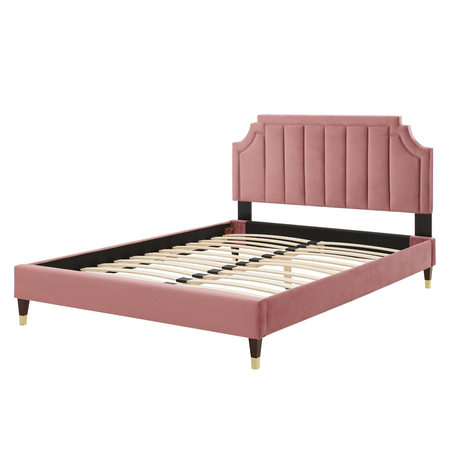 Sienna Performance Velvet Twin Platform Bed, Velvet, Pink, 23490