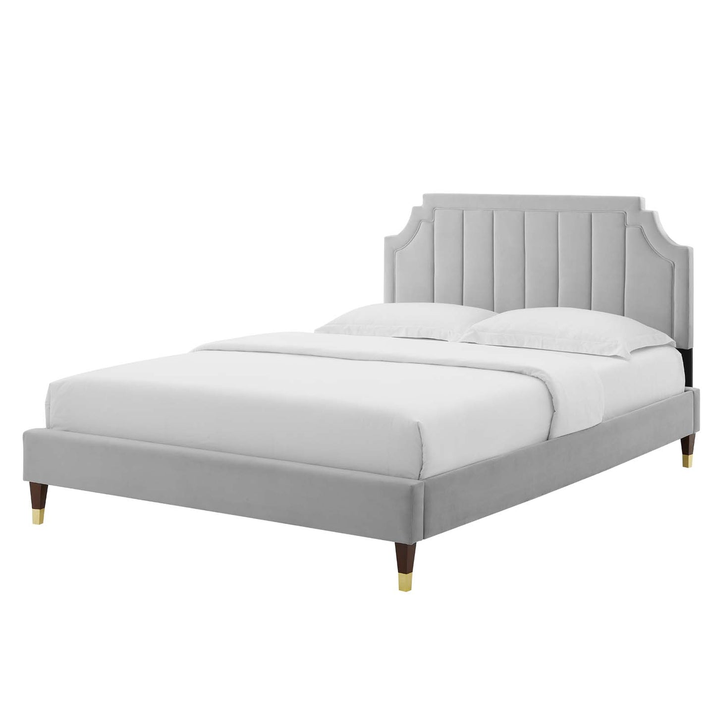 Sienna Performance Velvet Twin Platform Bed, Velvet, Light Grey Gray, 23491