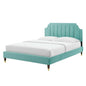 Sienna Performance Velvet Twin Platform Bed, Velvet, Blue, 23492