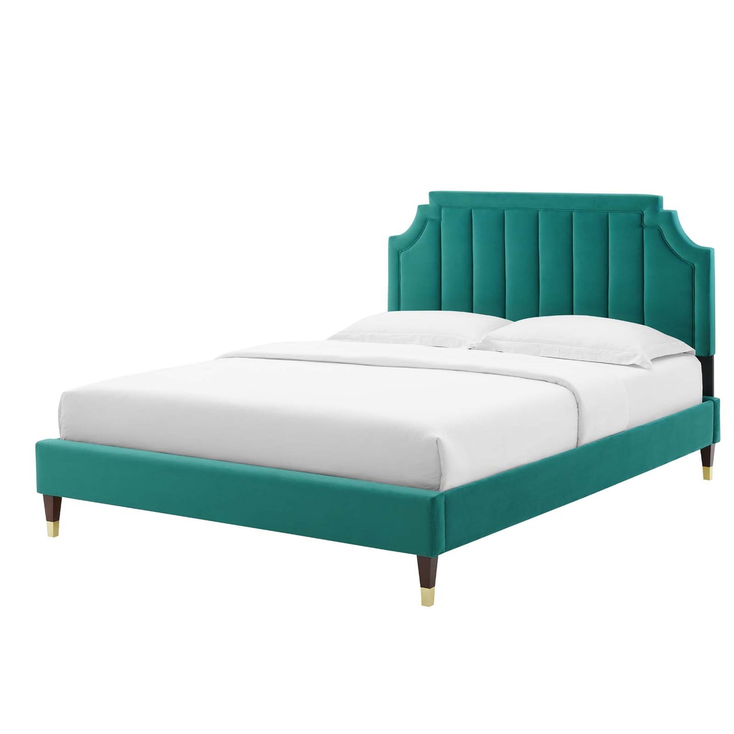 Sienna Performance Velvet Twin Platform Bed, Velvet, Teal Blue, 23495