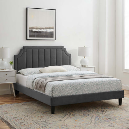 Sienna Performance Velvet Twin Platform Bed, Velvet, Dark Grey Gray, 23497