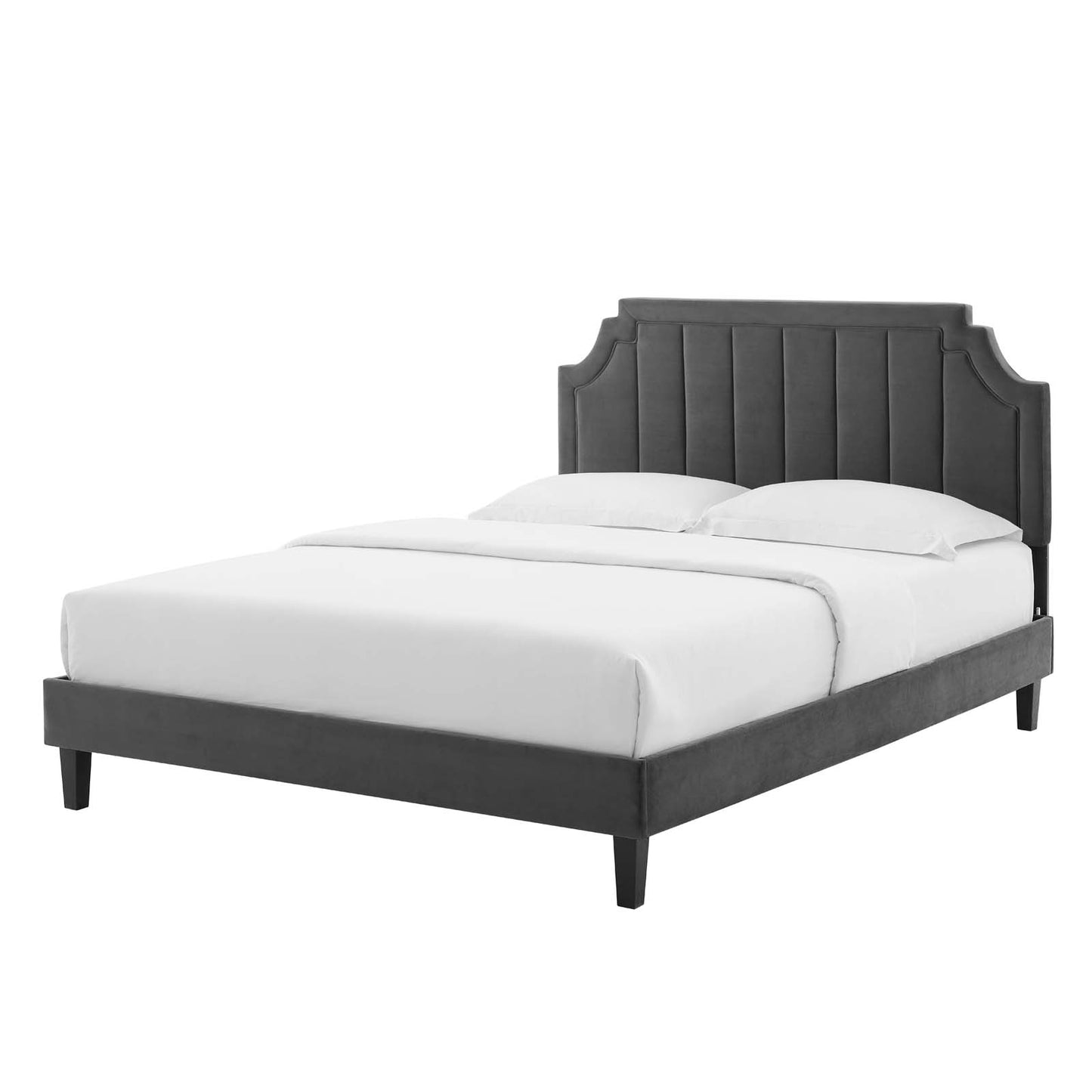 Sienna Performance Velvet Twin Platform Bed, Velvet, Dark Grey Gray, 23497