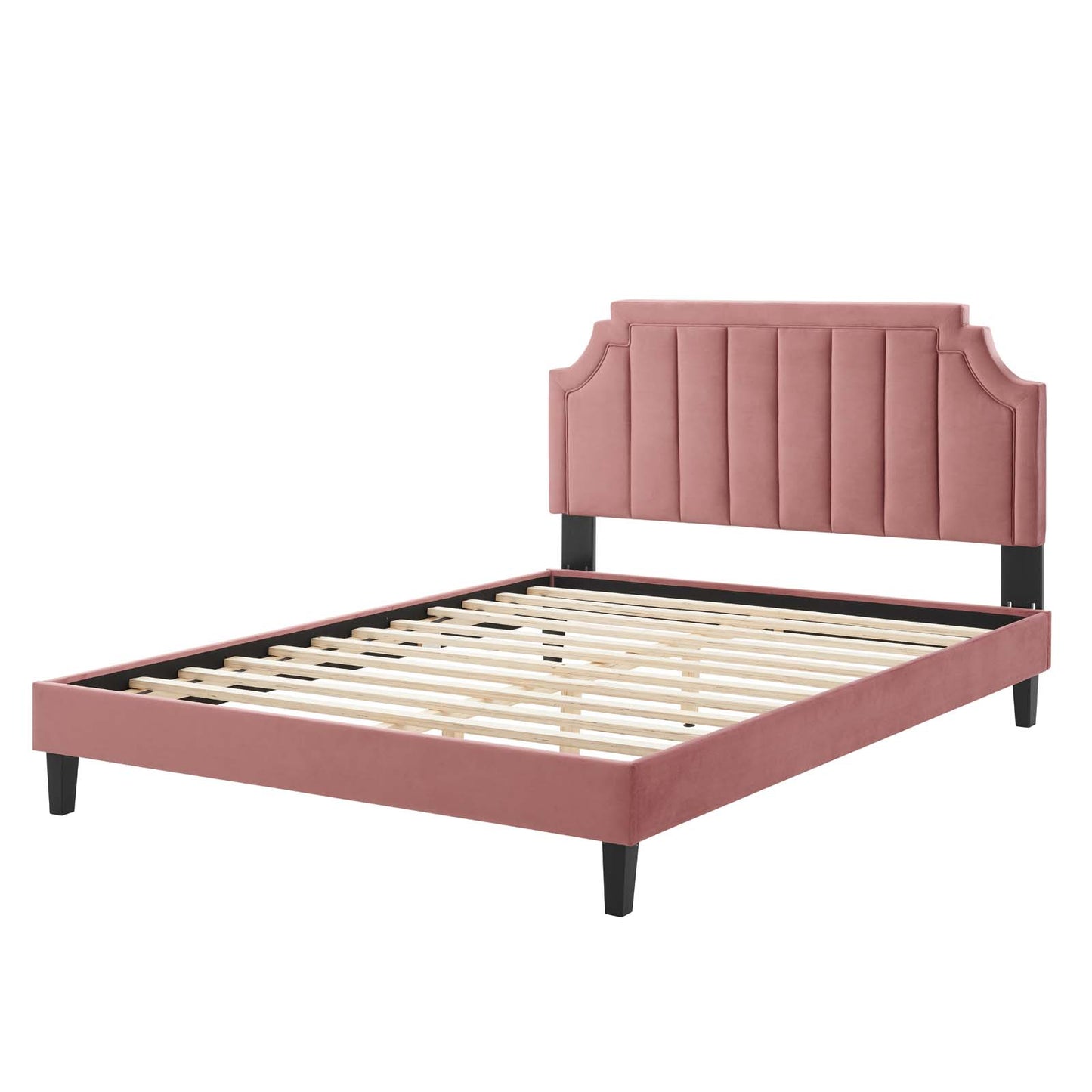 Sienna Performance Velvet Twin Platform Bed, Velvet, Pink, 23498