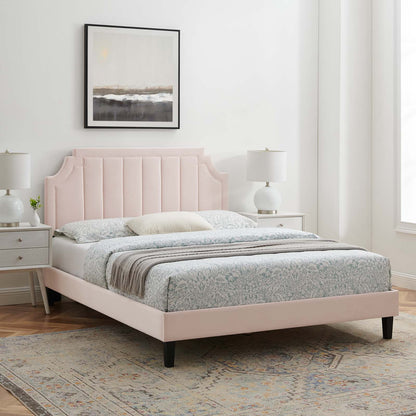 Sienna Performance Velvet Twin Platform Bed, Velvet, Pink, 23502