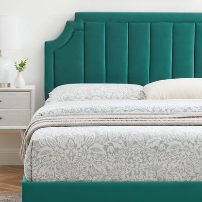 Sienna Performance Velvet Twin Platform Bed, Velvet, Teal Blue, 23503