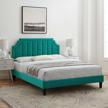 Sienna Performance Velvet Twin Platform Bed, Velvet, Teal Blue, 23503