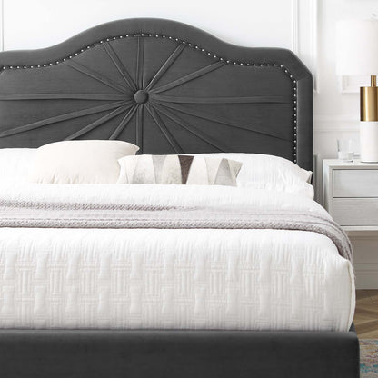 Portia Performance Velvet Full Platform Bed, Velvet, Dark Grey Gray, 23505