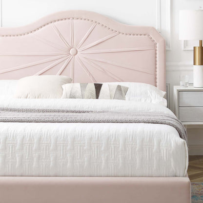 Portia Performance Velvet Full Platform Bed, Velvet, Pink, 23510