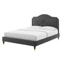 Portia Performance Velvet Full Platform Bed, Velvet, Dark Grey Gray, 23513