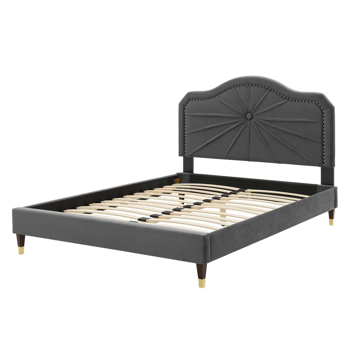 Portia Performance Velvet Full Platform Bed, Velvet, Dark Grey Gray, 23513