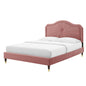 Portia Performance Velvet Full Platform Bed, Velvet, Pink, 23514