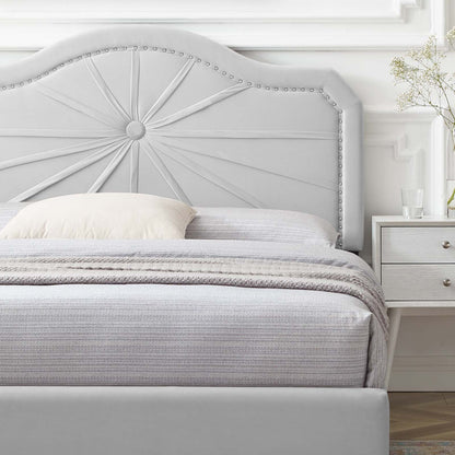 Portia Performance Velvet Full Platform Bed, Velvet, Light Grey Gray, 23515