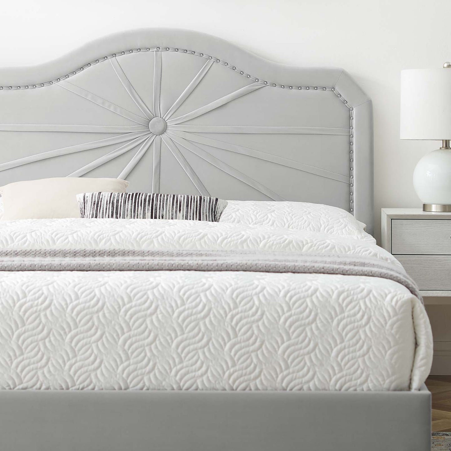 Portia Performance Velvet Full Platform Bed, Velvet, Light Grey Gray, 23523