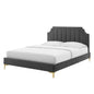 Sienna Performance Velvet Full Platform Bed, Velvet, Dark Grey Gray, 23529