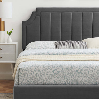 Sienna Performance Velvet Full Platform Bed, Velvet, Dark Grey Gray, 23537