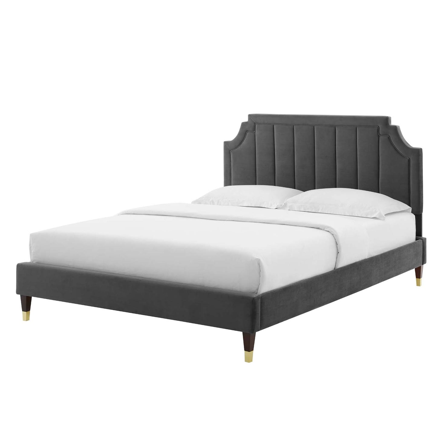 Sienna Performance Velvet Full Platform Bed, Velvet, Dark Grey Gray, 23537