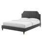 Sienna Performance Velvet Full Platform Bed, Velvet, Dark Grey Gray, 23537