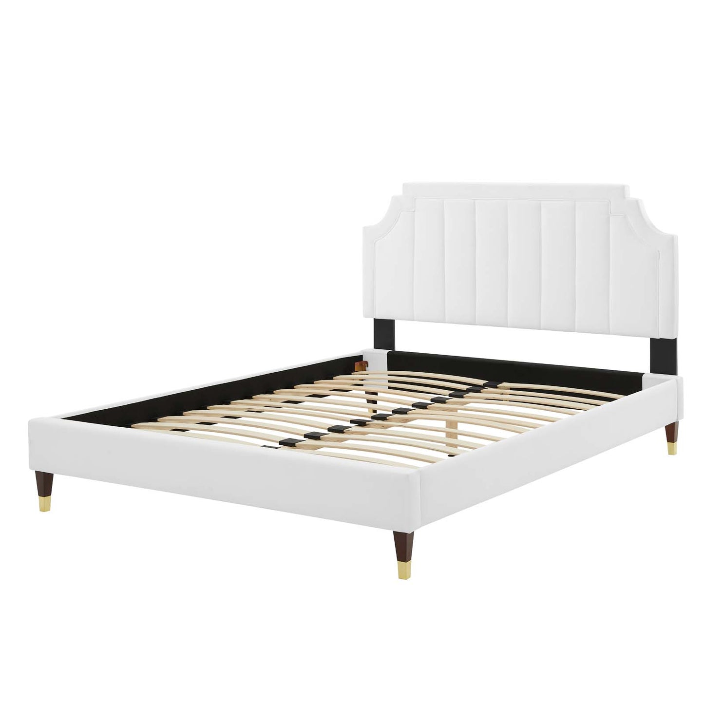 Sienna Performance Velvet Full Platform Bed, Velvet, White, 23544