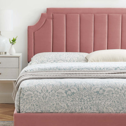 Sienna Performance Velvet Full Platform Bed, Velvet, Pink, 23546